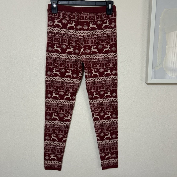 Forever 21 Christmas Fair Isle Reindeer Leggings - Sweater Knit Holiday Pants - Picture 4 of 5
